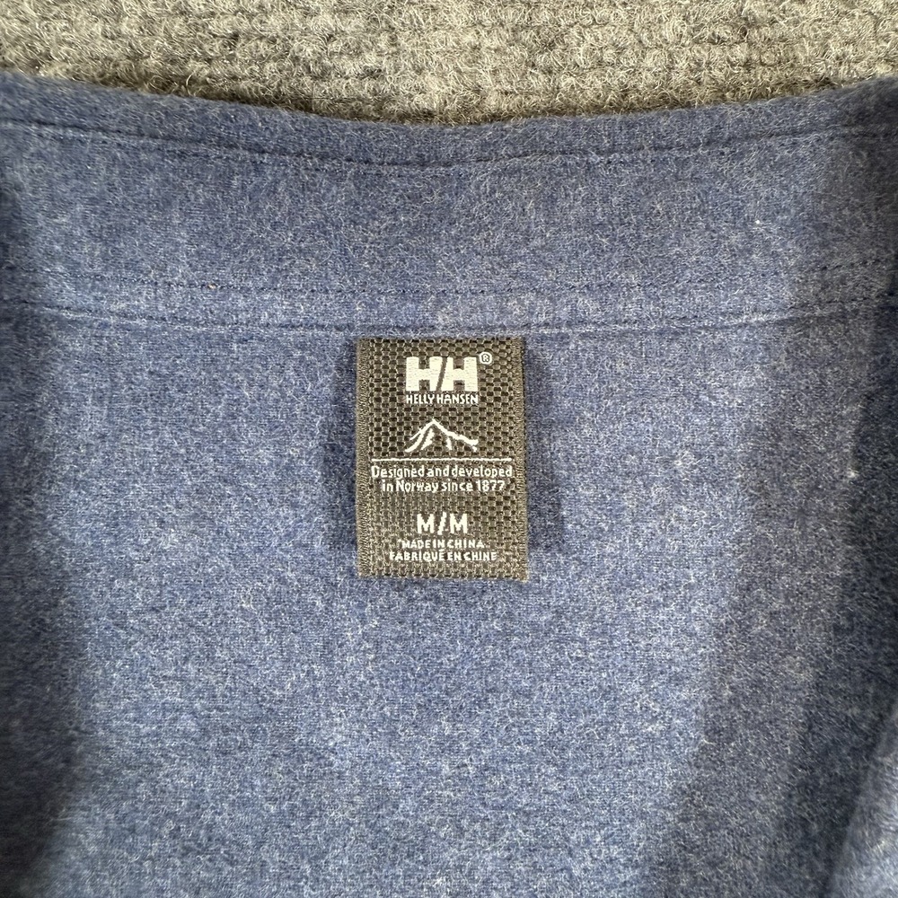 Helly Hansen Organic Flannel Shirt Dress Womens Medium Blue Long Sleeve Belt - Picture 6 of 10
